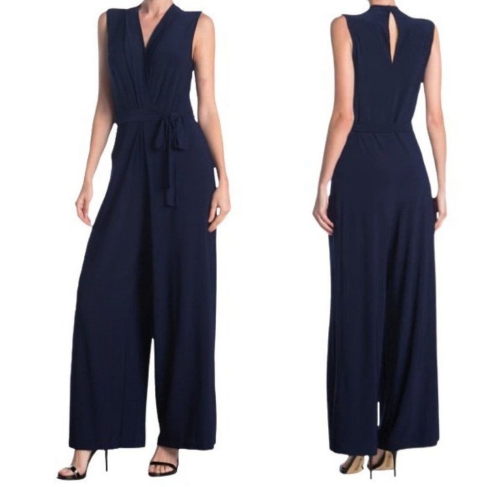 BLACK TASH + SOPHIA Ity Surplice Wide Leg Jumpsuit Size Large - New With tag